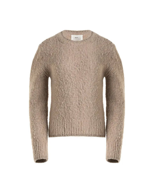 AMI Alexandre Mattiussi baby alpaca blend knitted taupe sweater Ami Alexandre Mattiussi