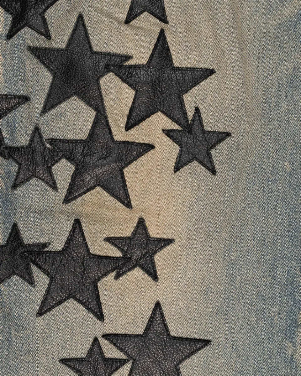 Amiri Indigo leather star denim pants
