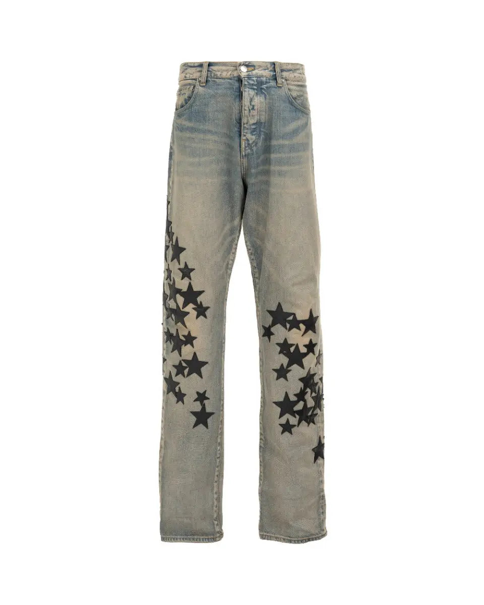 Amiri Indigo leather star denim pants Amiri