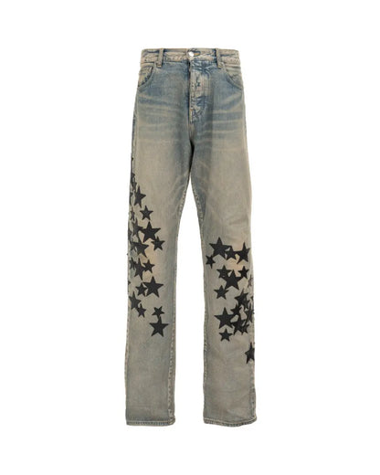 Amiri Indigo leather star denim pants Amiri