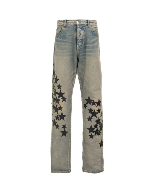 Amiri Indigo leather star denim pants Amiri