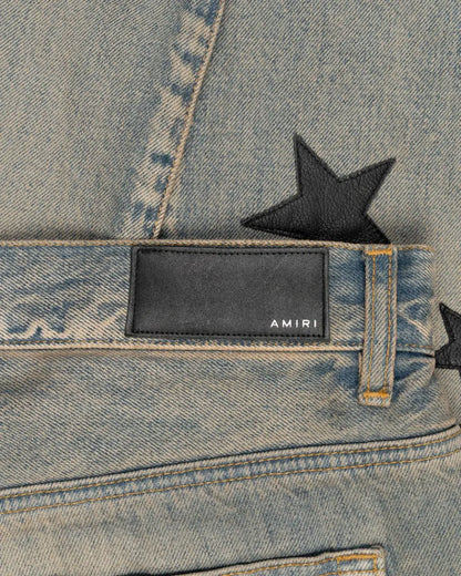 Amiri Indigo leather star denim pants Amiri