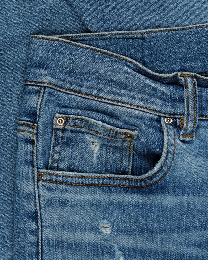 Amiri knee-ripped blue skinny jeans thumbnail