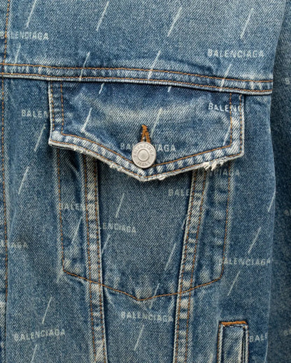 Balenciaga all-over logo washed denim jacket Balenciaga