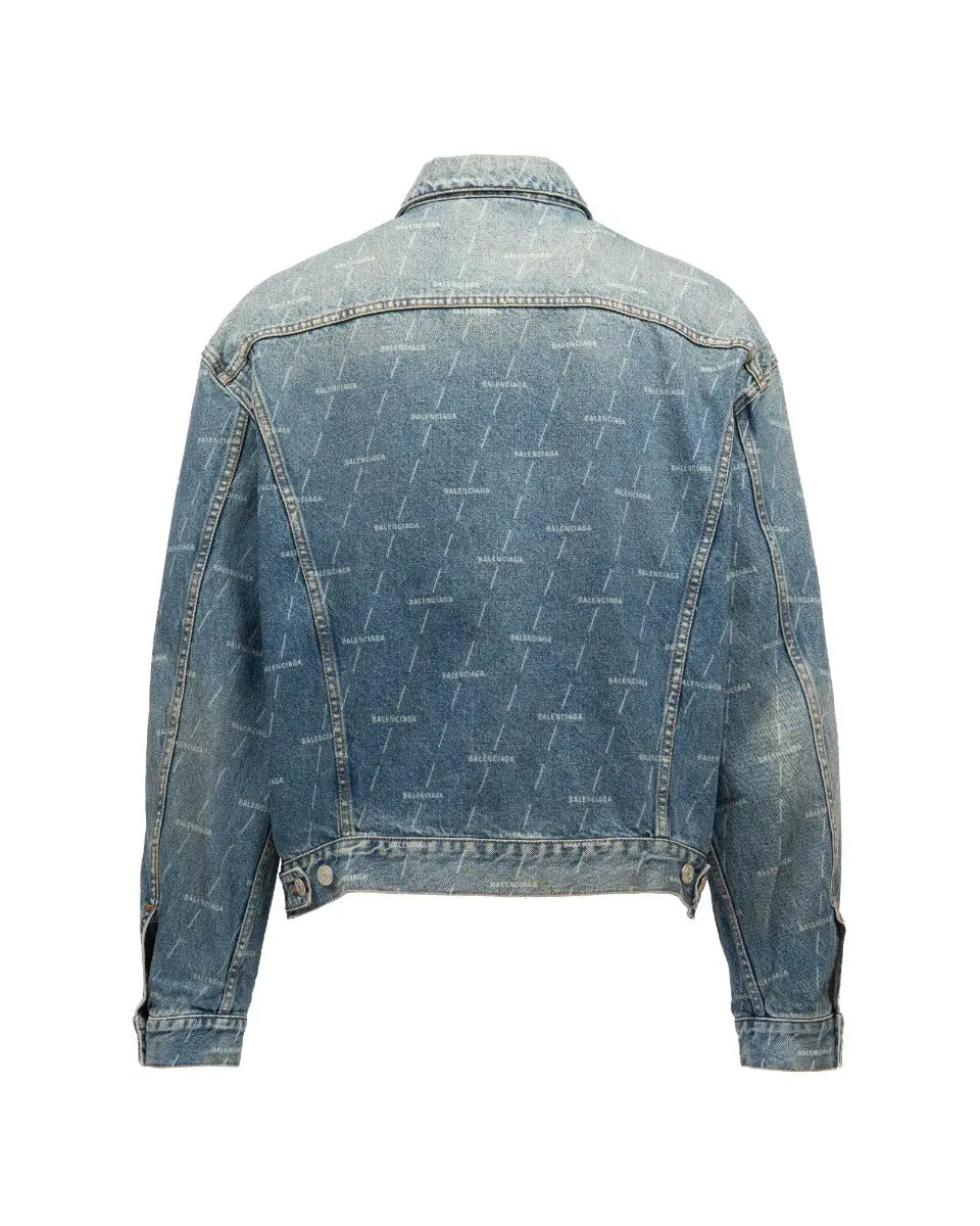 Balenciaga all-over logo washed denim jacket
