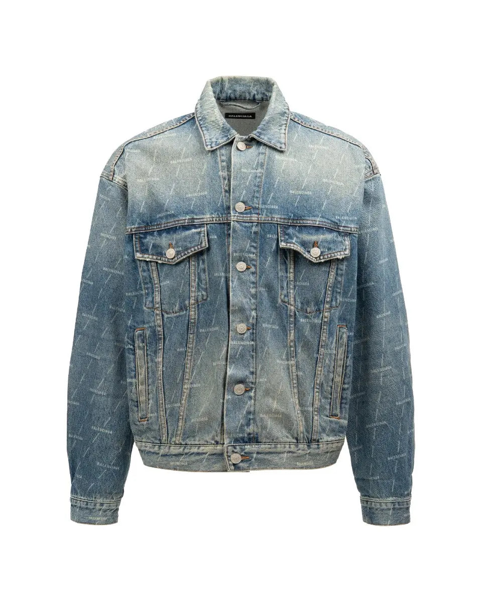 Balenciaga all-over logo washed denim jacket Balenciaga