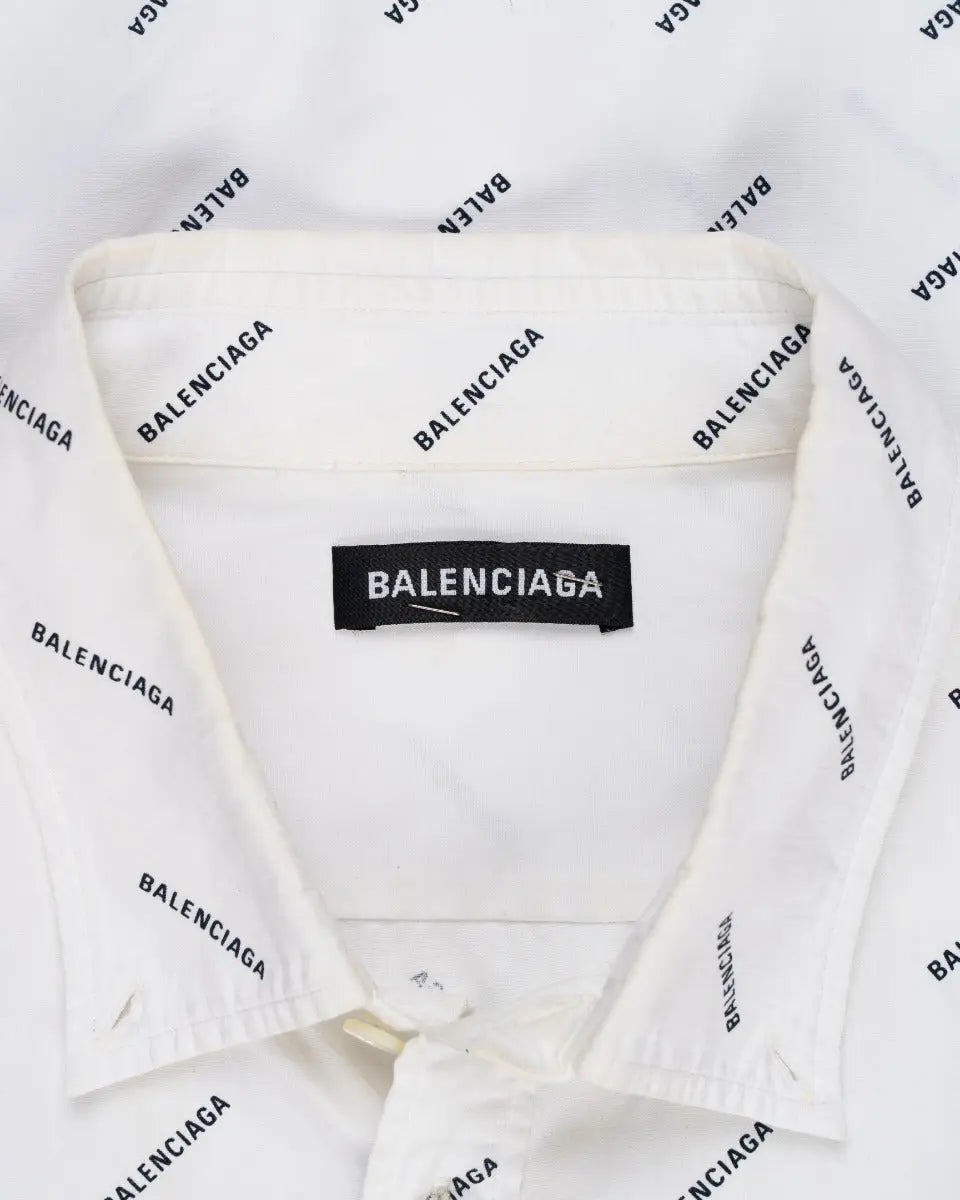 Balenciaga all-over logo print button-up shirt