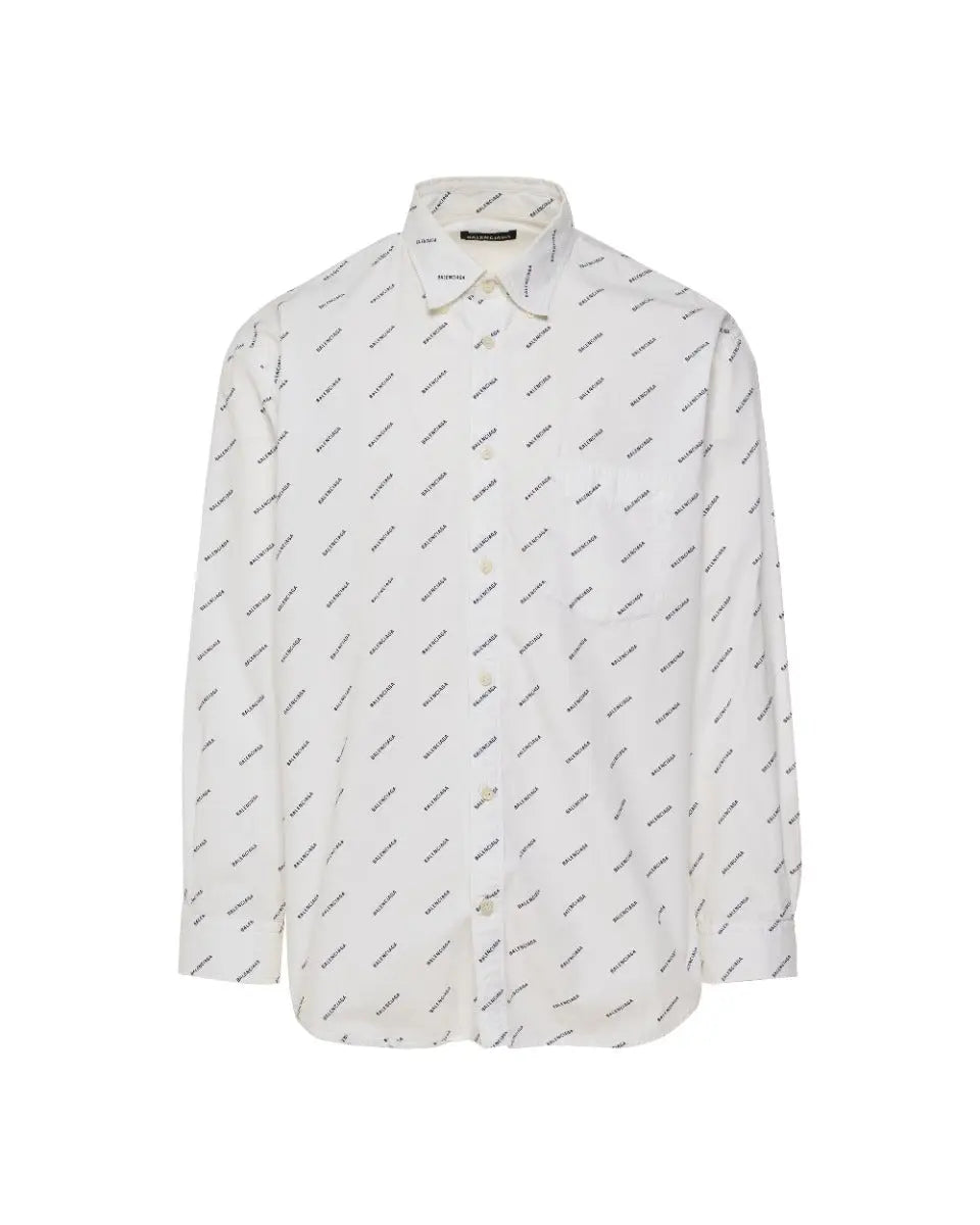 Balenciaga all-over logo print button-up shirt Balenciaga