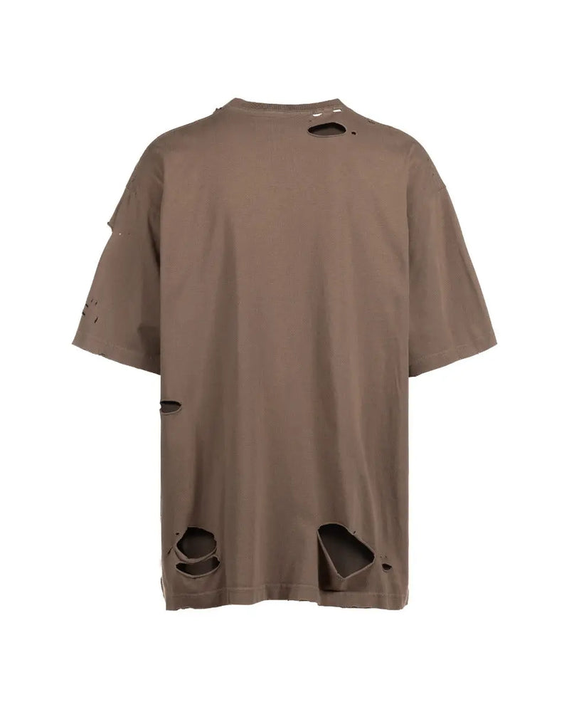 Balenciaga Caps Logo Distressed Oversized Brown T-Shirt thumbnail