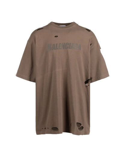 Balenciaga Caps Logo distressed oversized brown t-shirt Balenciaga