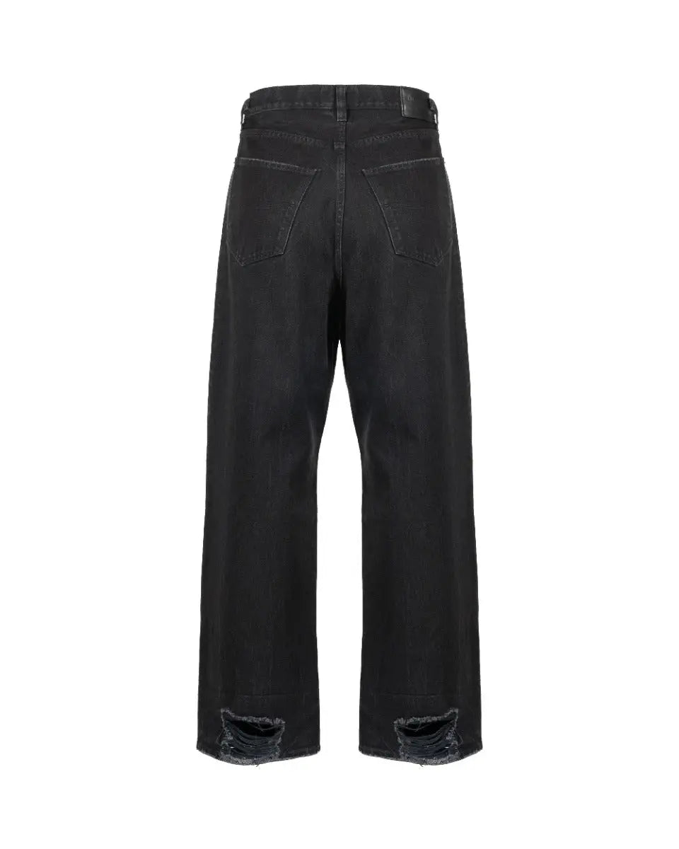 Balenciaga Destroyed wide-leg black denim pants Balenciaga