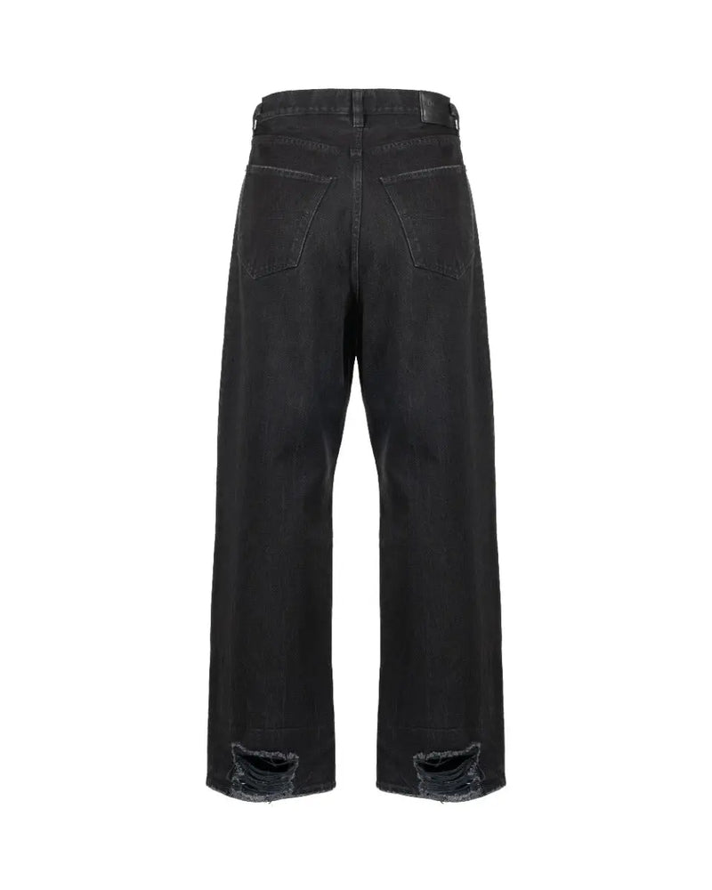 Balenciaga Destroyed wide-leg black denim pants thumbnail