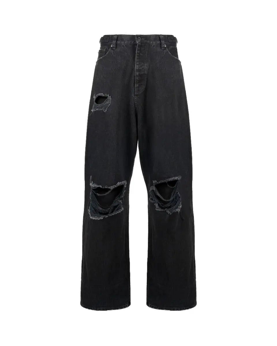 Balenciaga Destroyed wide-leg black denim pants Balenciaga