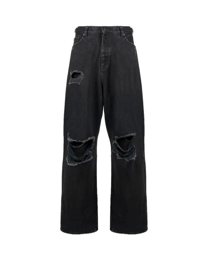 Balenciaga Destroyed wide-leg black denim pants Balenciaga