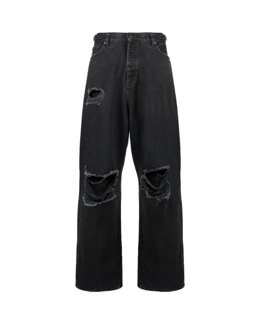 Balenciaga Destroyed wide-leg black denim pants Balenciaga