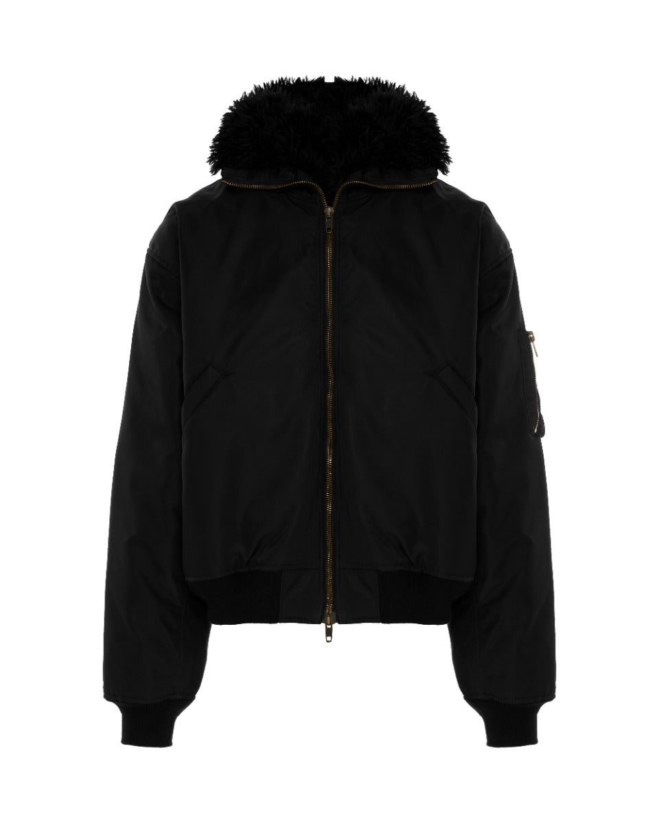 Balenciaga faux fur-trimmed bomber jacket Balenciaga