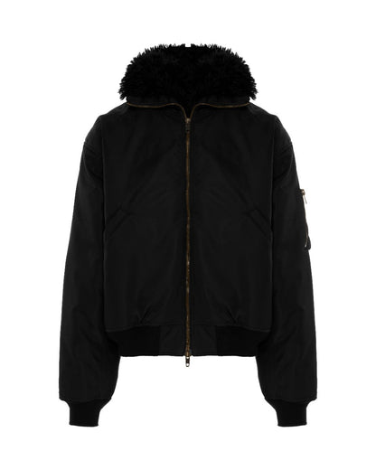 Balenciaga faux fur-trimmed bomber jacket Balenciaga