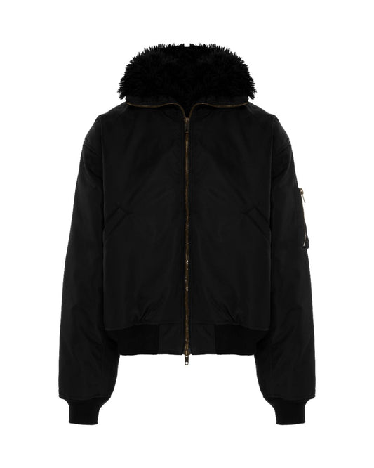 Balenciaga faux fur-trimmed bomber jacket Balenciaga