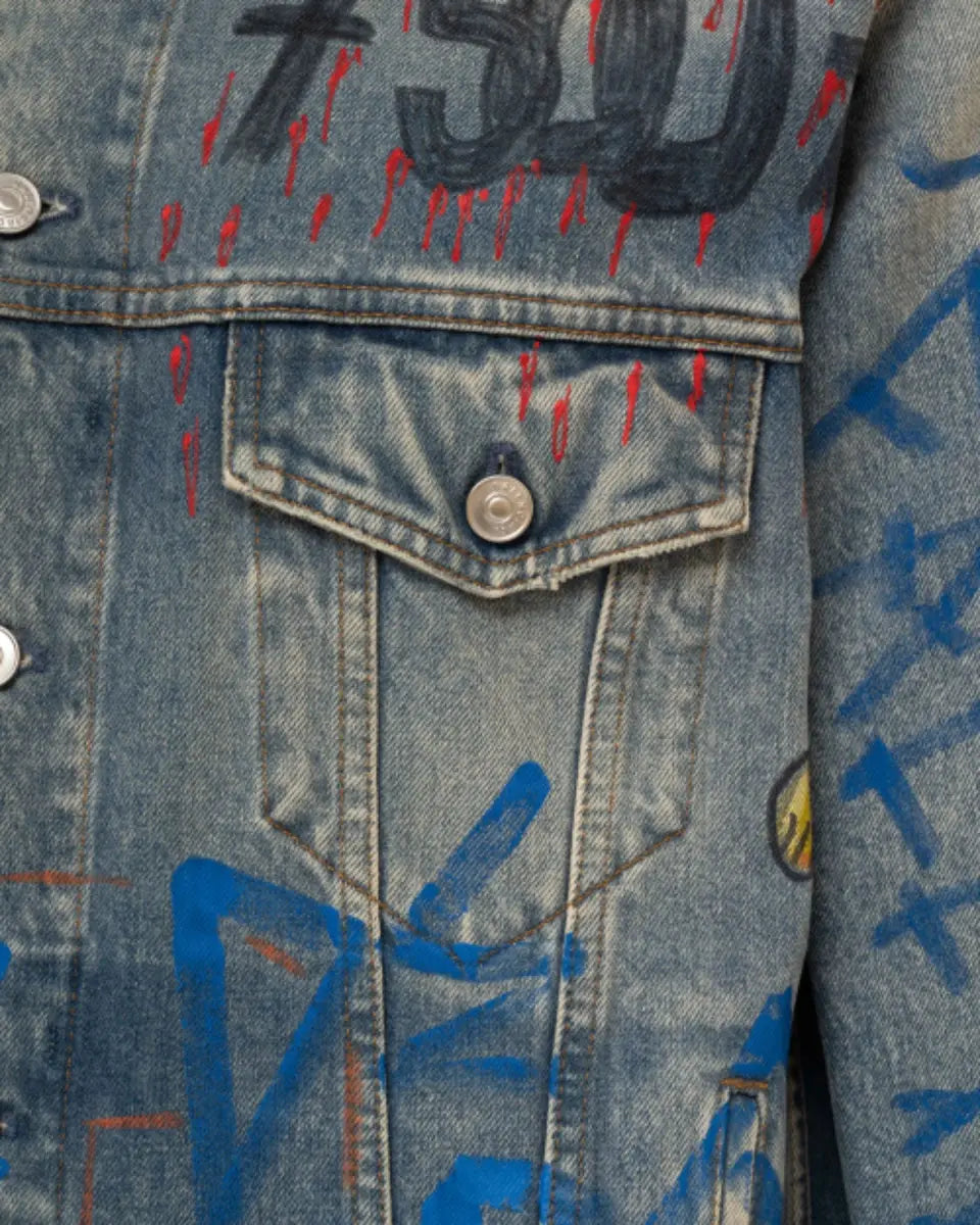 Balenciaga graffiti denim jacket Balenciaga