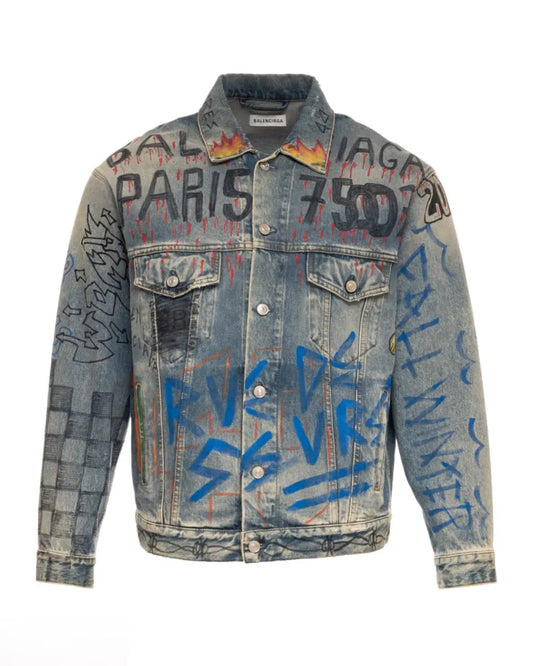 Balenciaga graffiti denim jacket Balenciaga