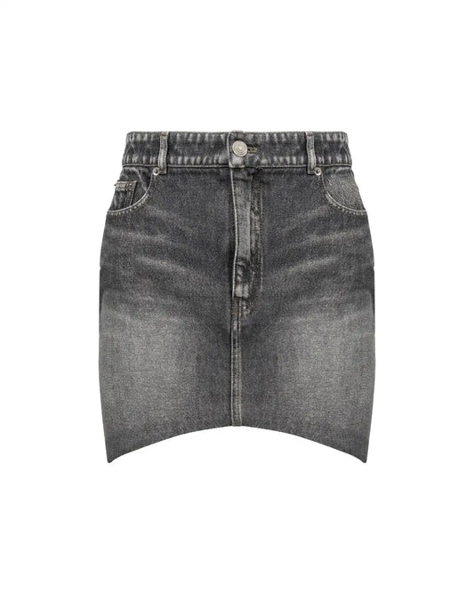 Balenciaga hourglass grey denim mini skirt Balenciaga