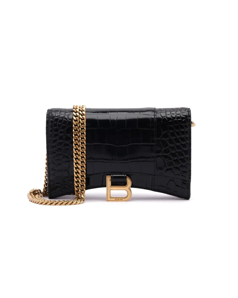 Balenciaga Hourglass Wallet on Chain crocodile embossed bag Balenciaga
