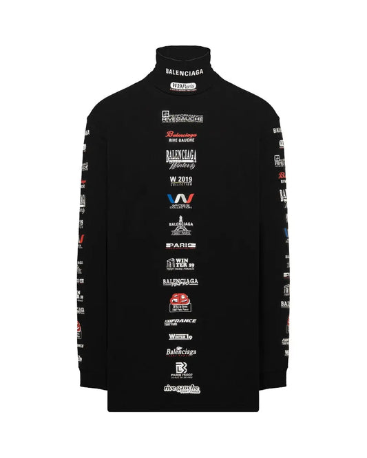Balenciaga logo list mockneck long sleeve t-shirt Balenciaga
