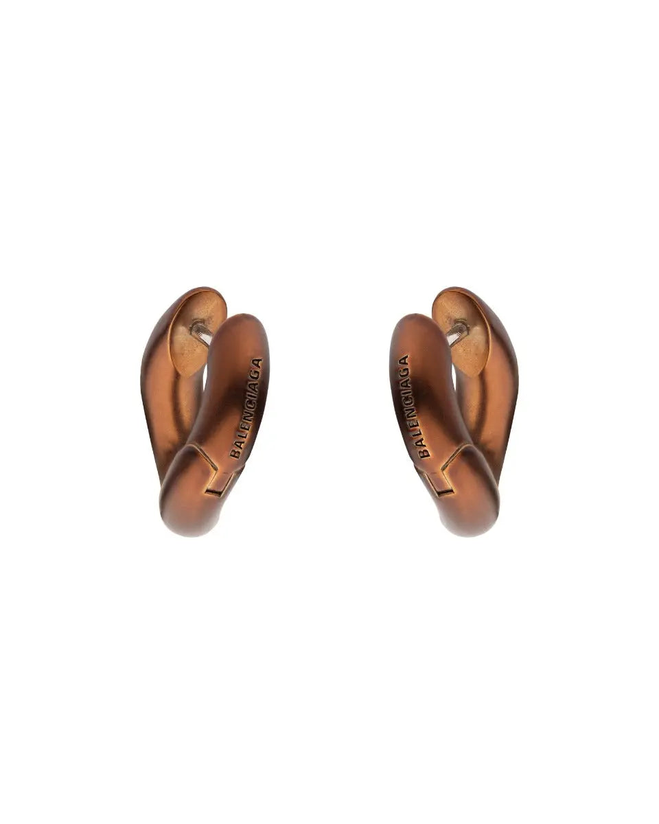 Balenciaga Loop mini brown earrings