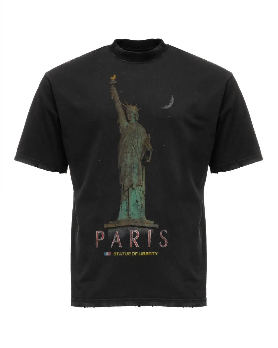 Balenciaga Statue Of Liberty Paris oversized distressed t-shirt Balenciaga
