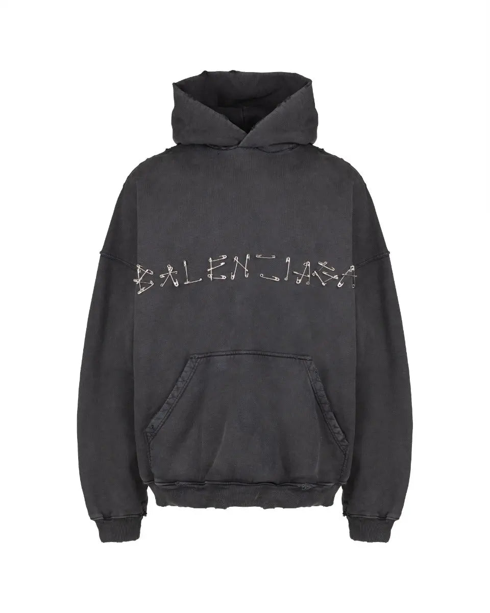 Balenciaga Safety Pin logo black hoodie - L Balenciaga