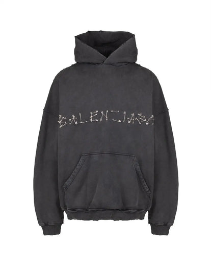 Balenciaga Safety Pin logo black hoodie - L Balenciaga