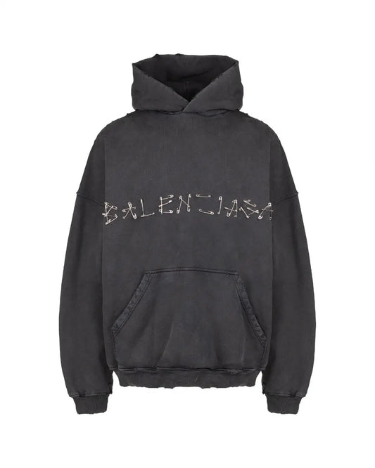 Balenciaga Safety Pin logo black hoodie - L Balenciaga
