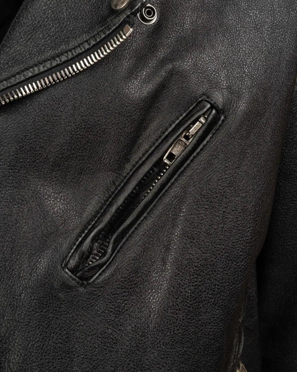 Balenciaga sleeve painted logo oversized leather moto jacket Balenciaga