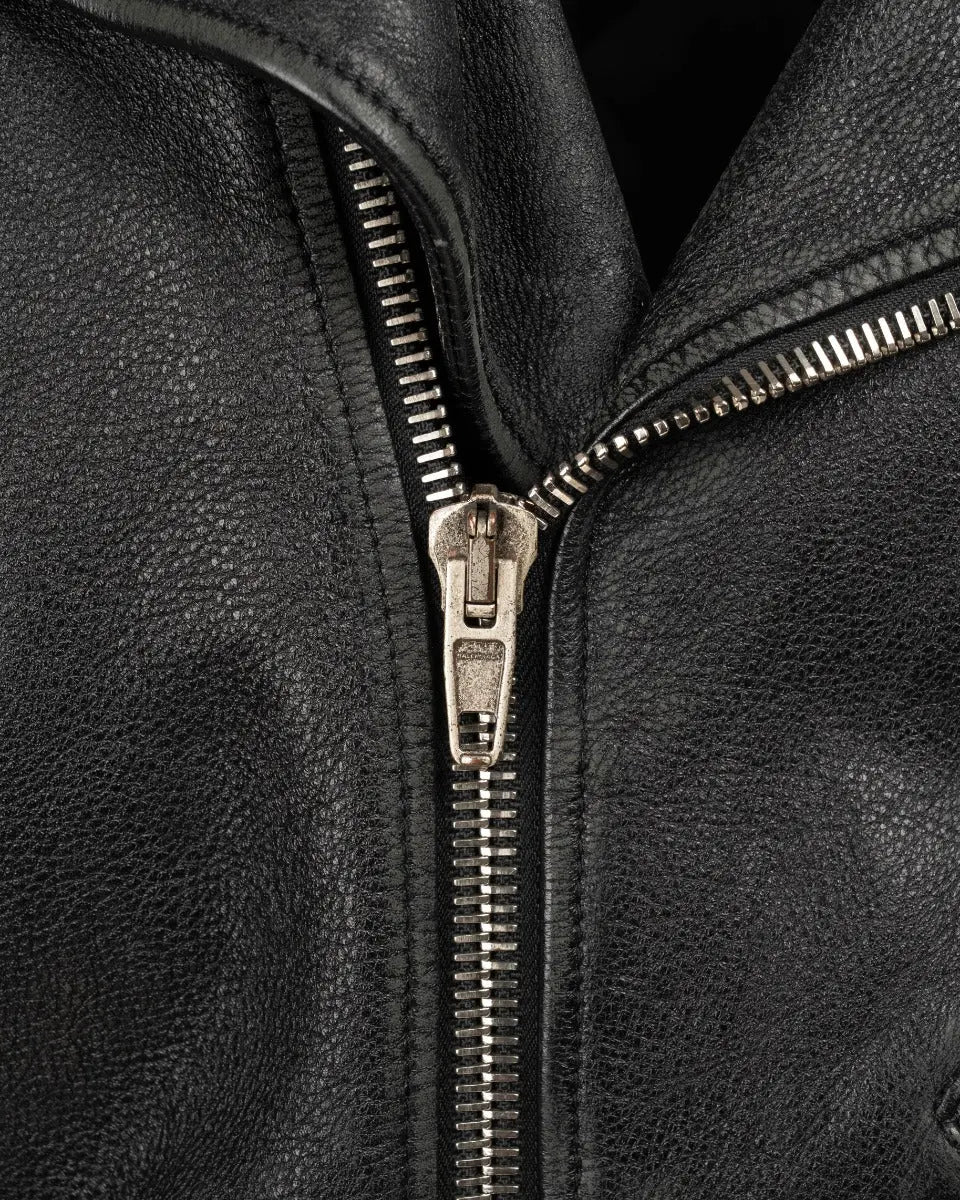 Balenciaga sleeve painted logo oversized leather moto jacket