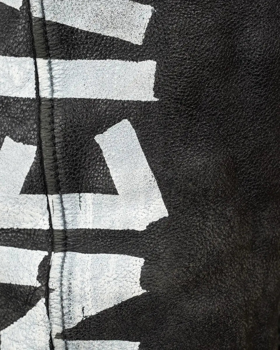 Balenciaga sleeve painted logo oversized leather moto jacket