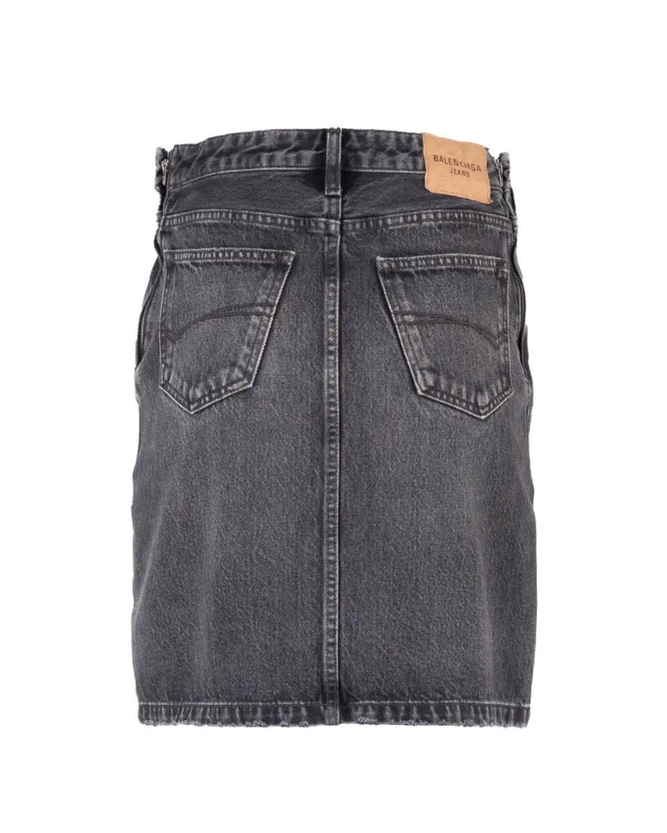 Balenciaga washed grey denim skirt