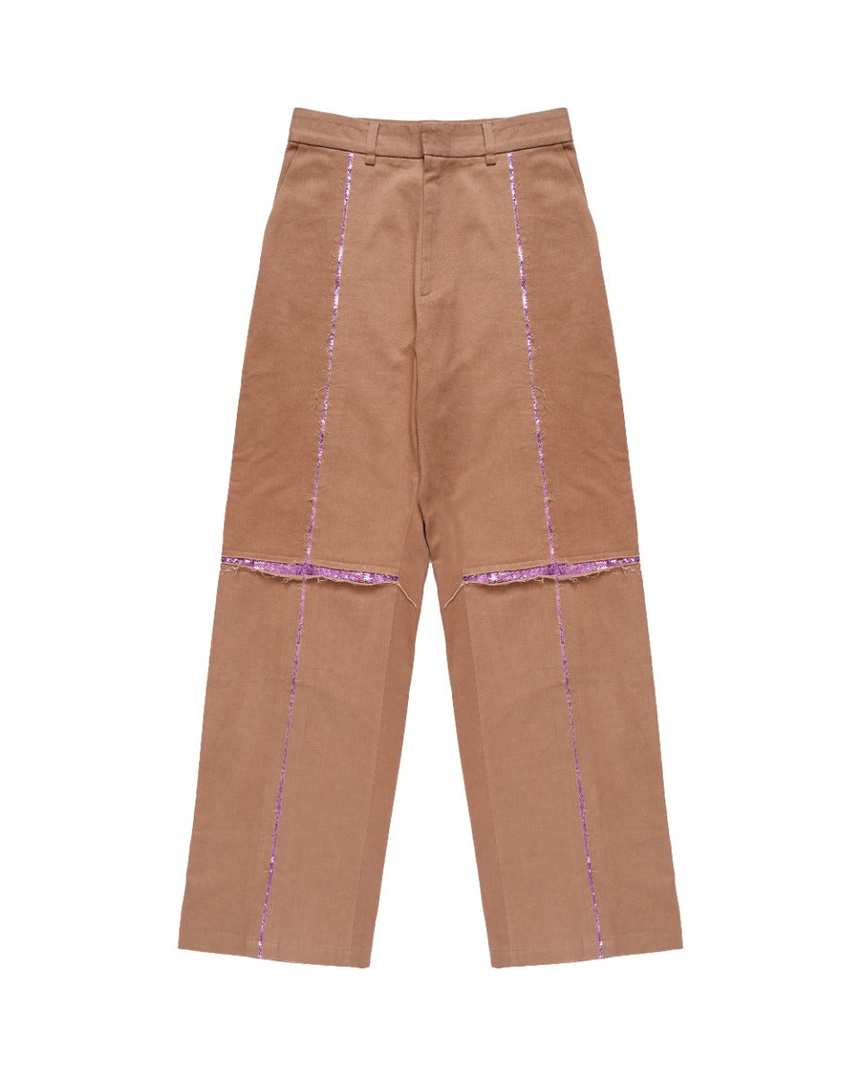 BLUEMARBLE sequin slit beige pants
