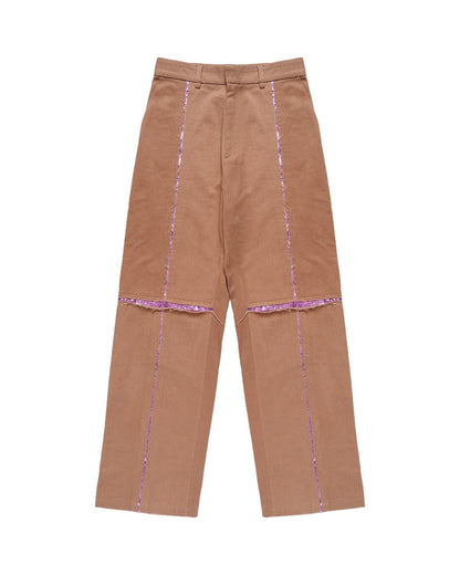BLUEMARBLE sequin slit beige pants BLUEMARBLE