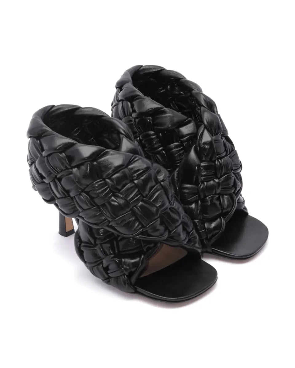 Bottega Veneta black crisscross woven board sandals Bottega Veneta