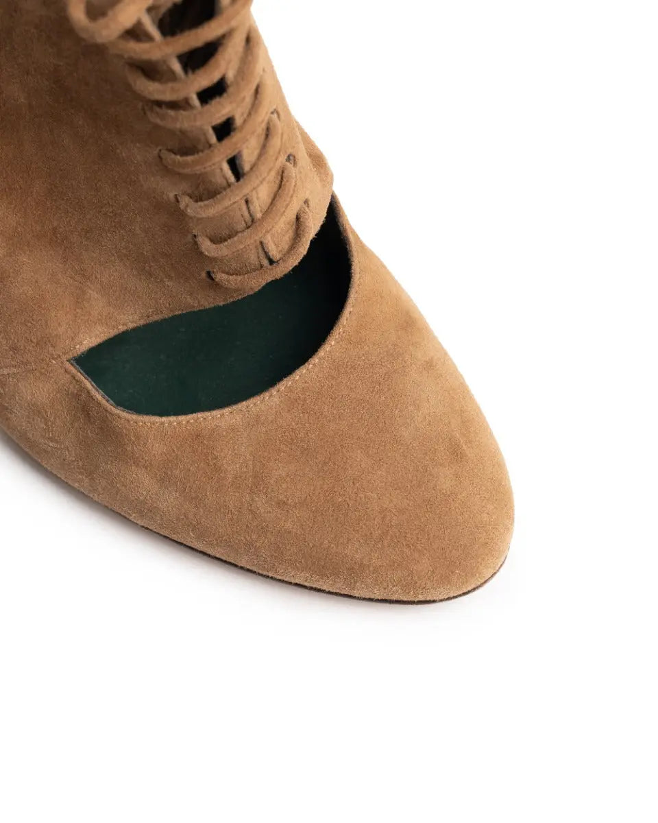Carolina Herrera cut-out beige suede ankle boots