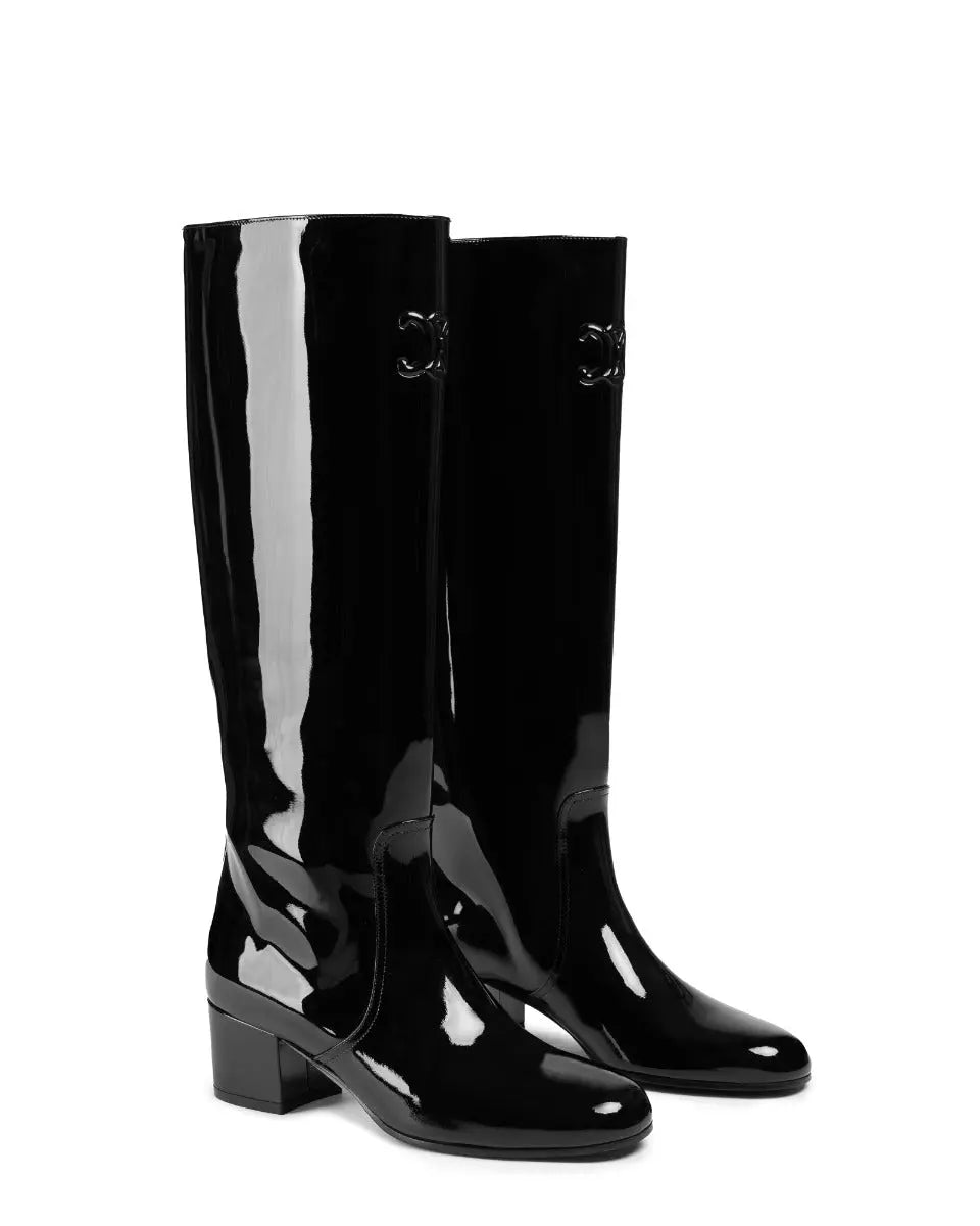 Celine Les Bottes Triomphe logo high boots