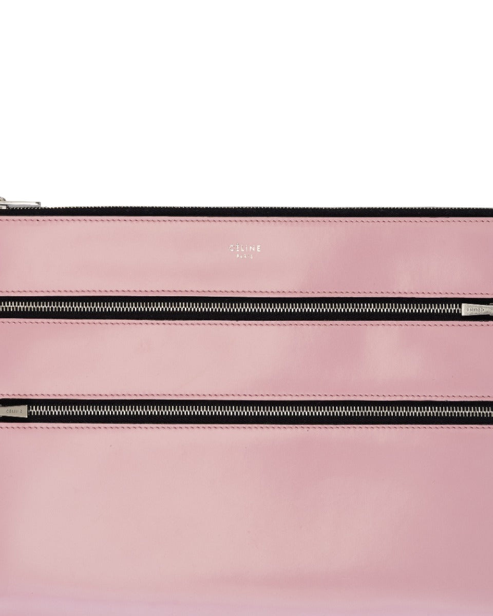 Celine pink patent leather clutch handbag