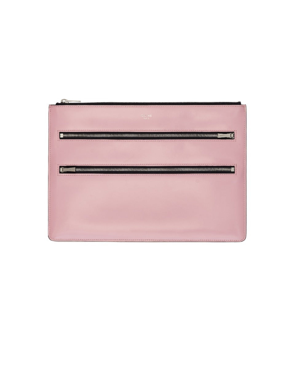 Celine pink patent leather clutch handbag Celine