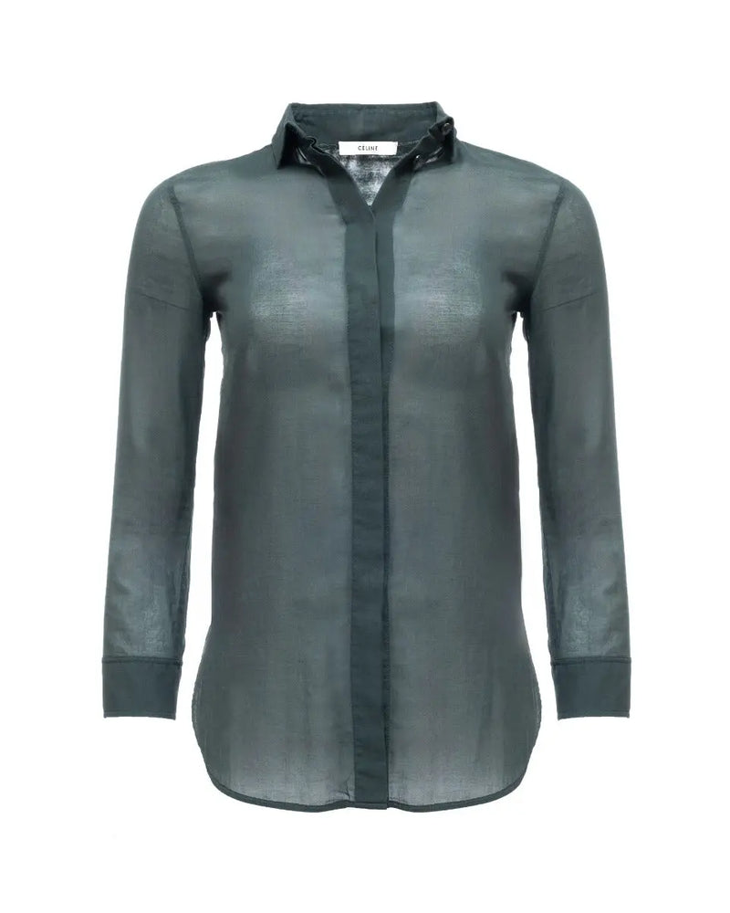 Celine sheer green button-up shirt Celine
