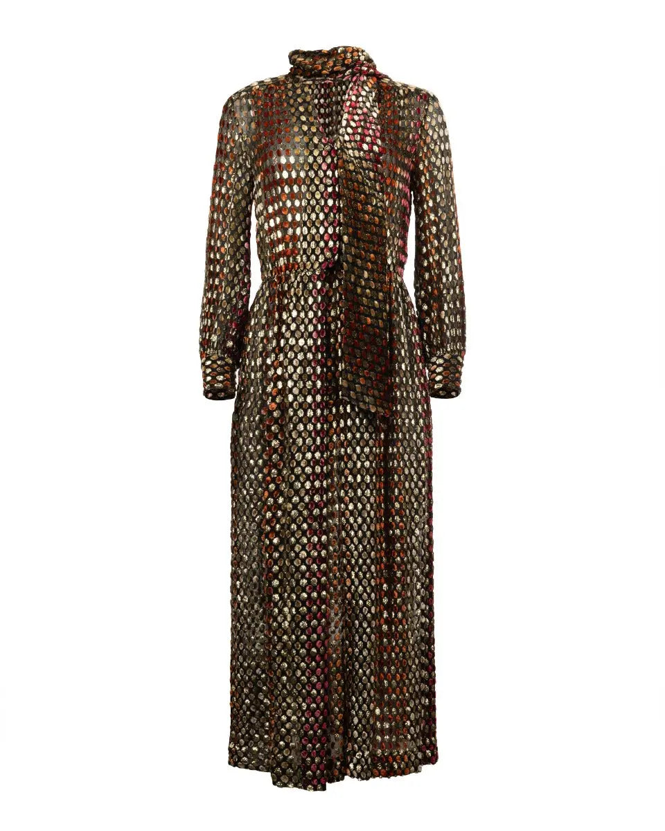 Celine sheer silk polka dot tinsel dress Celine