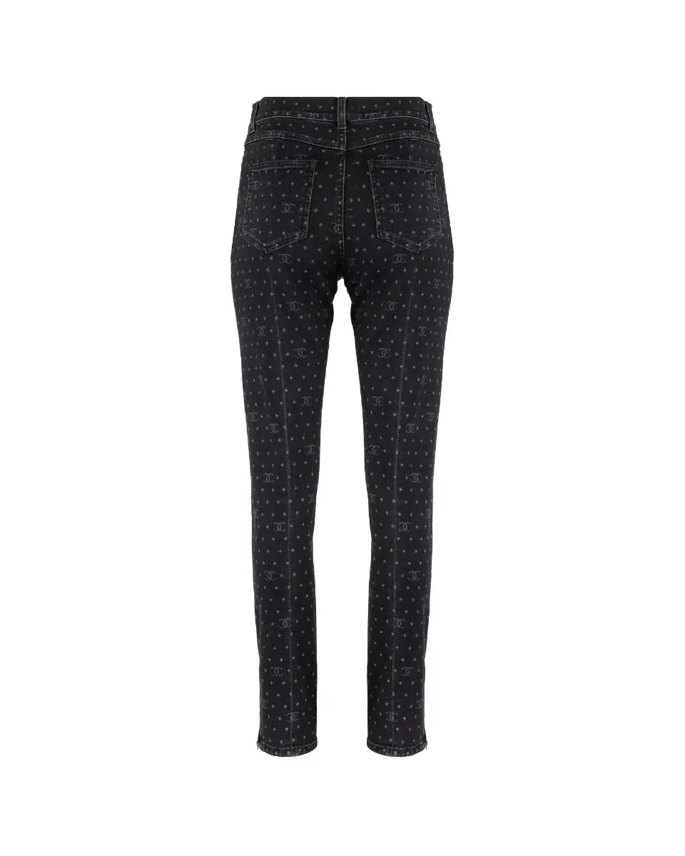 Chanel "CC" polka dot monogram slim jeans
