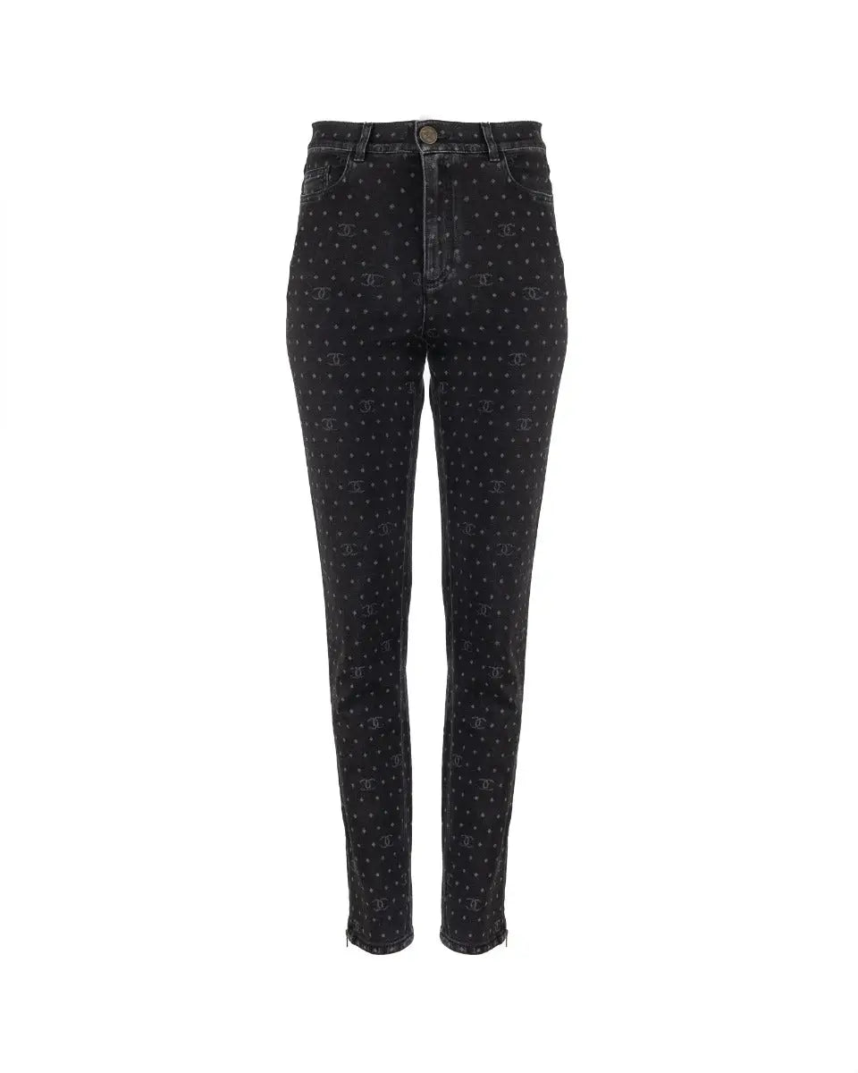 Chanel "CC" polka dot monogram slim jeans Chanel