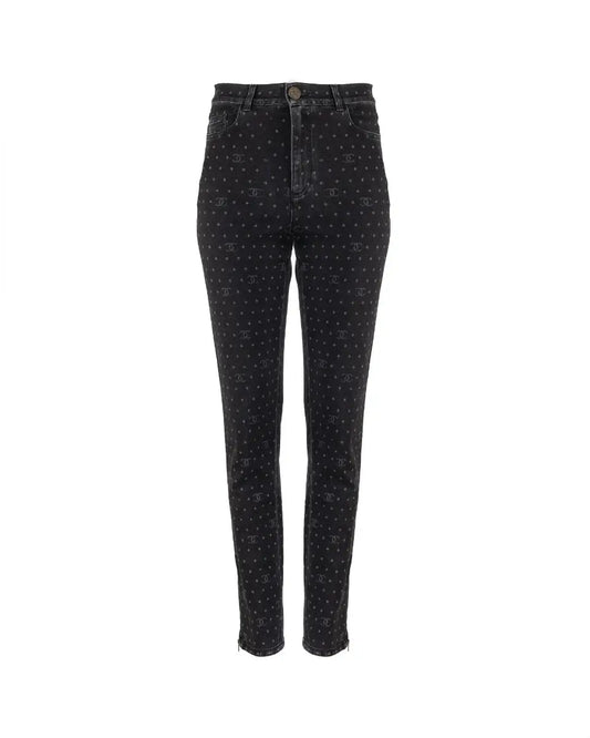 Chanel "CC" polka dot monogram slim jeans Chanel