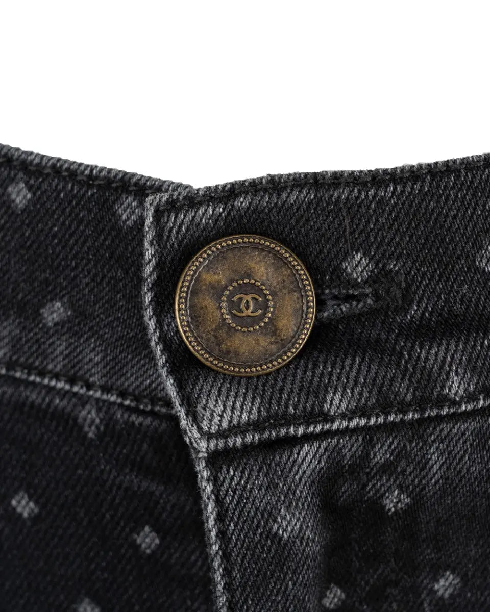 Chanel "CC" polka dot monogram slim jeans