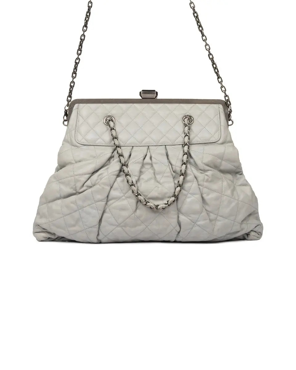 Chanel Chic Frame quilted light grey bag